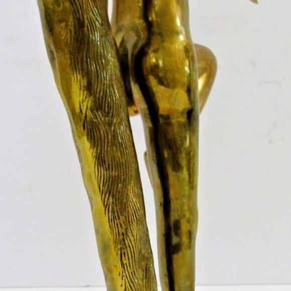 Vintage Brass Art Deco Long Haired Nude Woman Sculpture attributed Klara Sever - Picture 6 of 14
